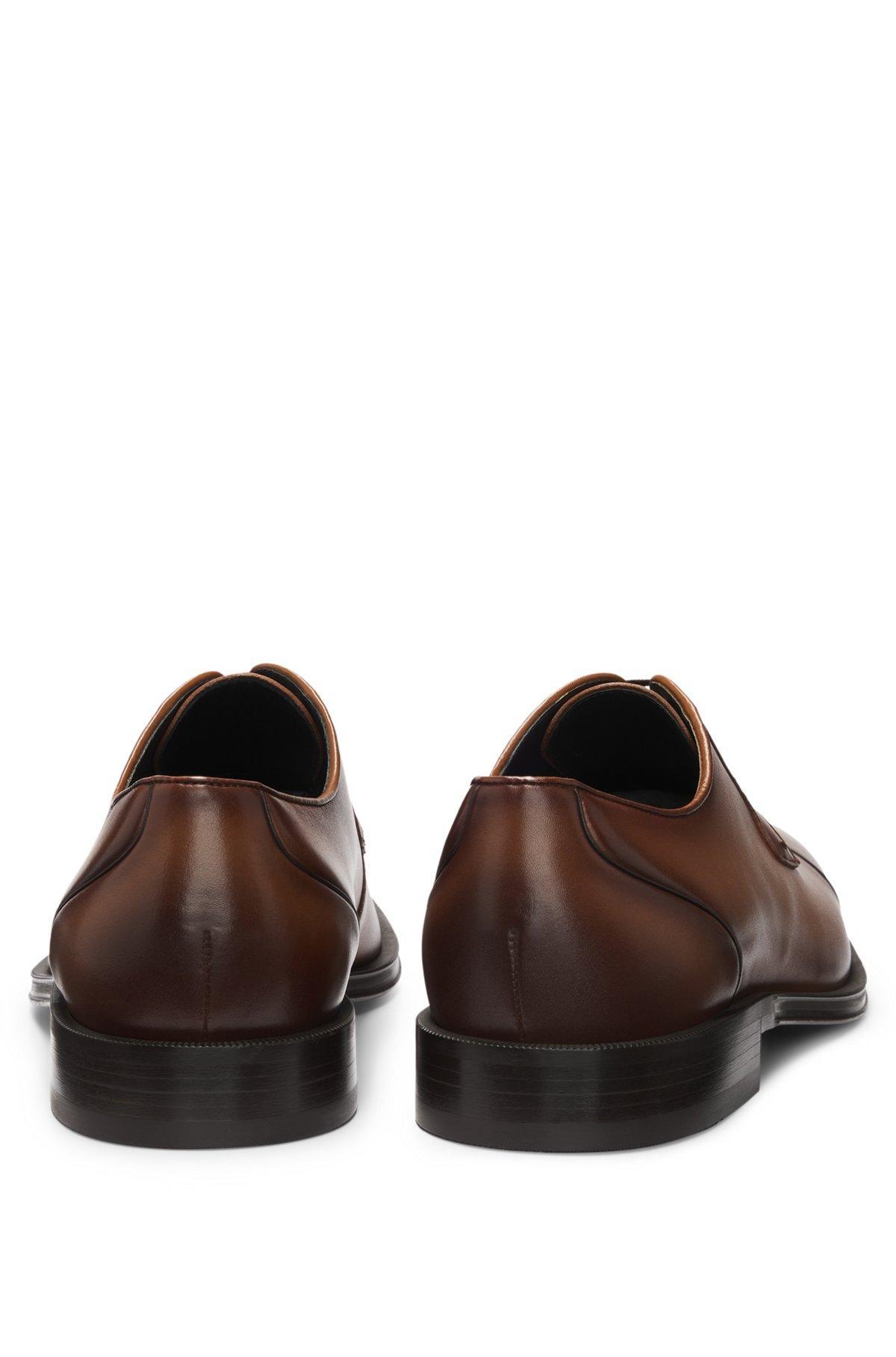 BOSS - Cap-toe Derby shoes in leather - Brown Product Image
