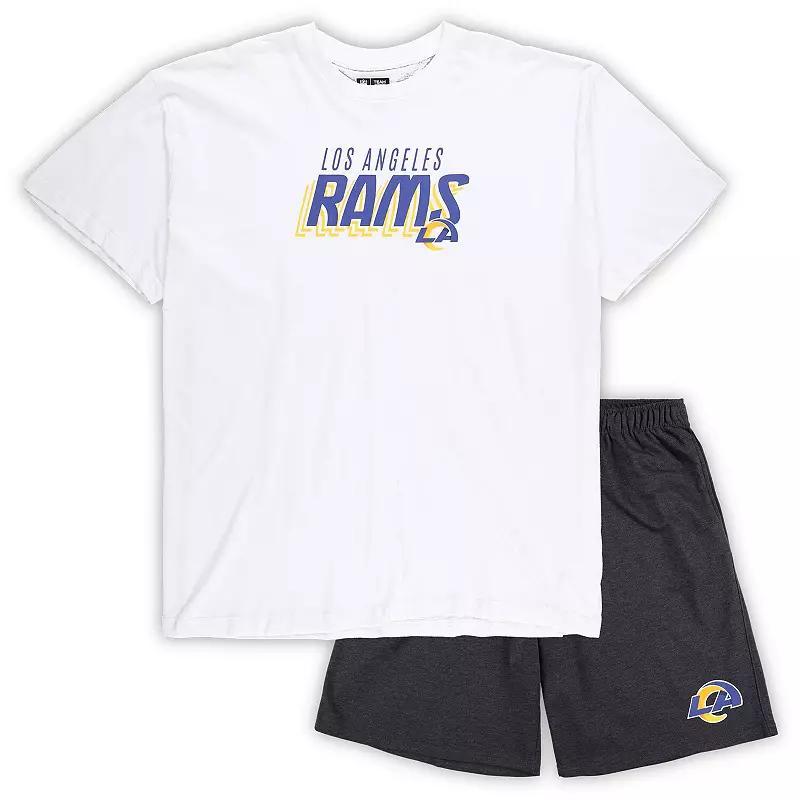 Men's Concepts Sport White/Charcoal Los Angeles Rams Big & Tall T-Shirt and Shorts Set, Size: 3XLT Product Image