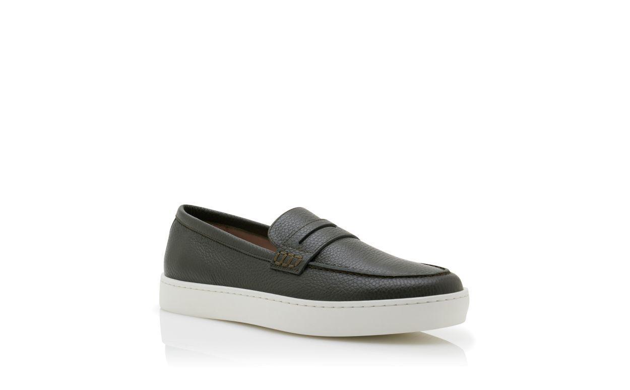 ELLIS Dark Green Calf Leather Slip-On Loafers Product Image