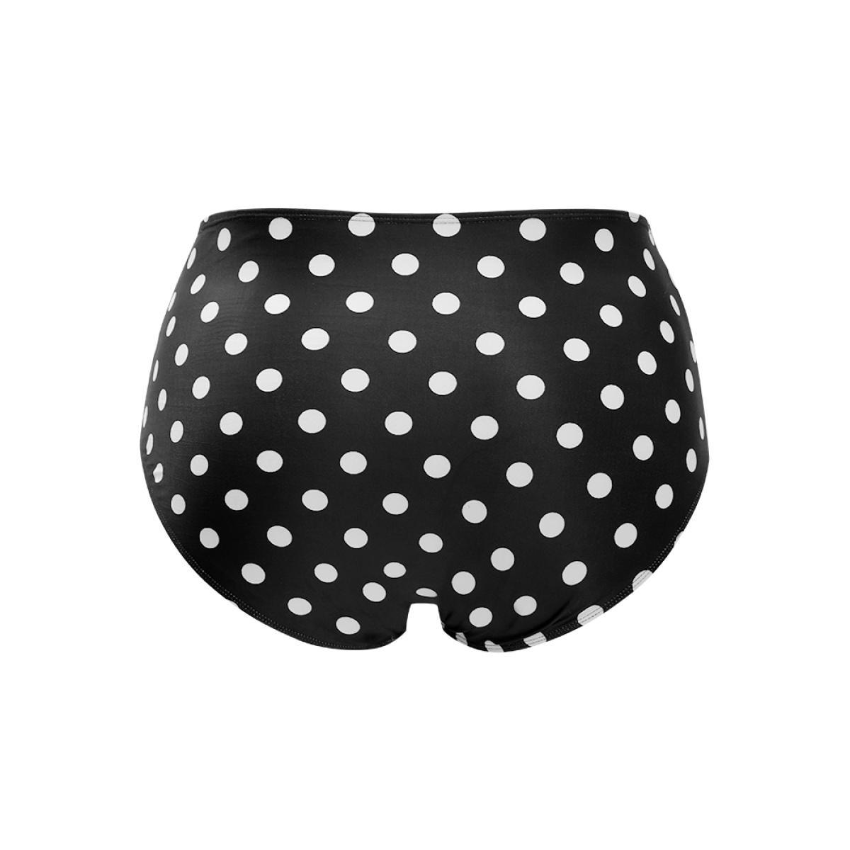 Plus Size Polka Dot Twist Front Adjustable Straps Swim Dress Women's Swimwear BlackFlower Vacation Bodycon Deep V-neck High stretch Curve Swim Dresses BloomChic 10/M Product Image