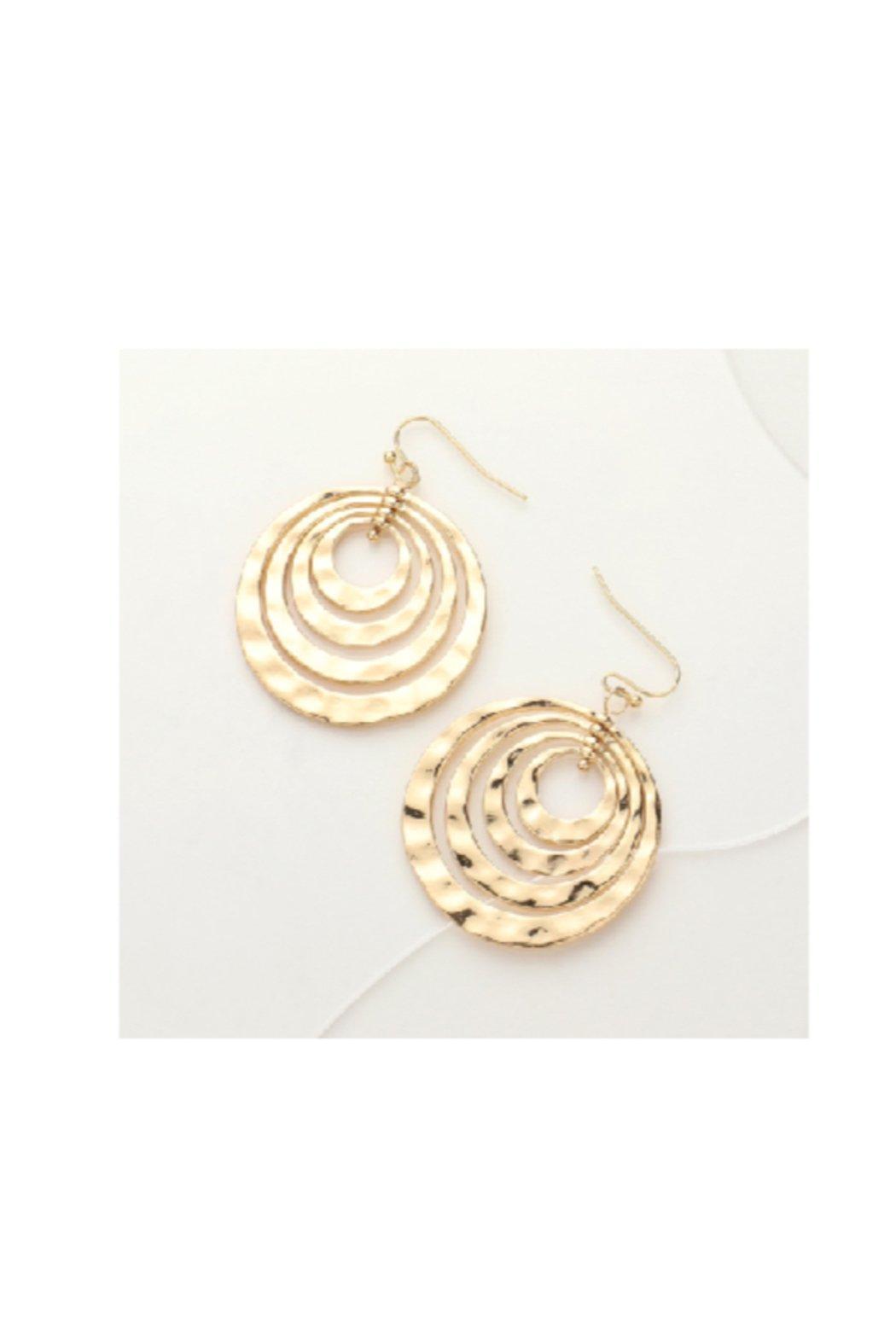 Hammered Metal Concentric Circle Dangle Earrings Product Image