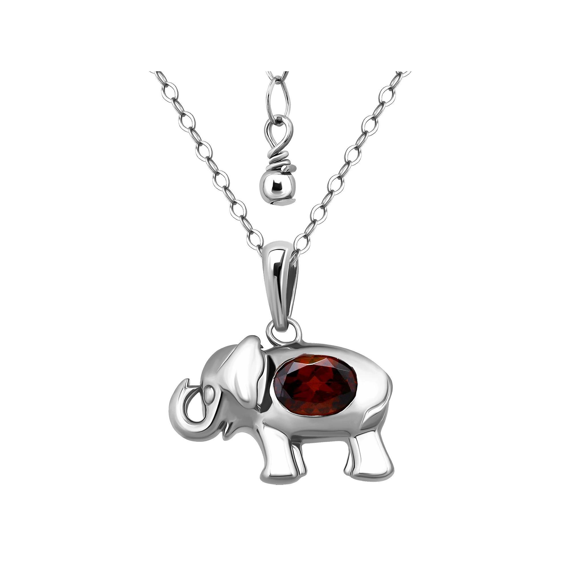 Aleure Precioso Sterling Silver Elephant Pendant Necklace, Women's, Size: 16-18" ADJ, Red Product Image
