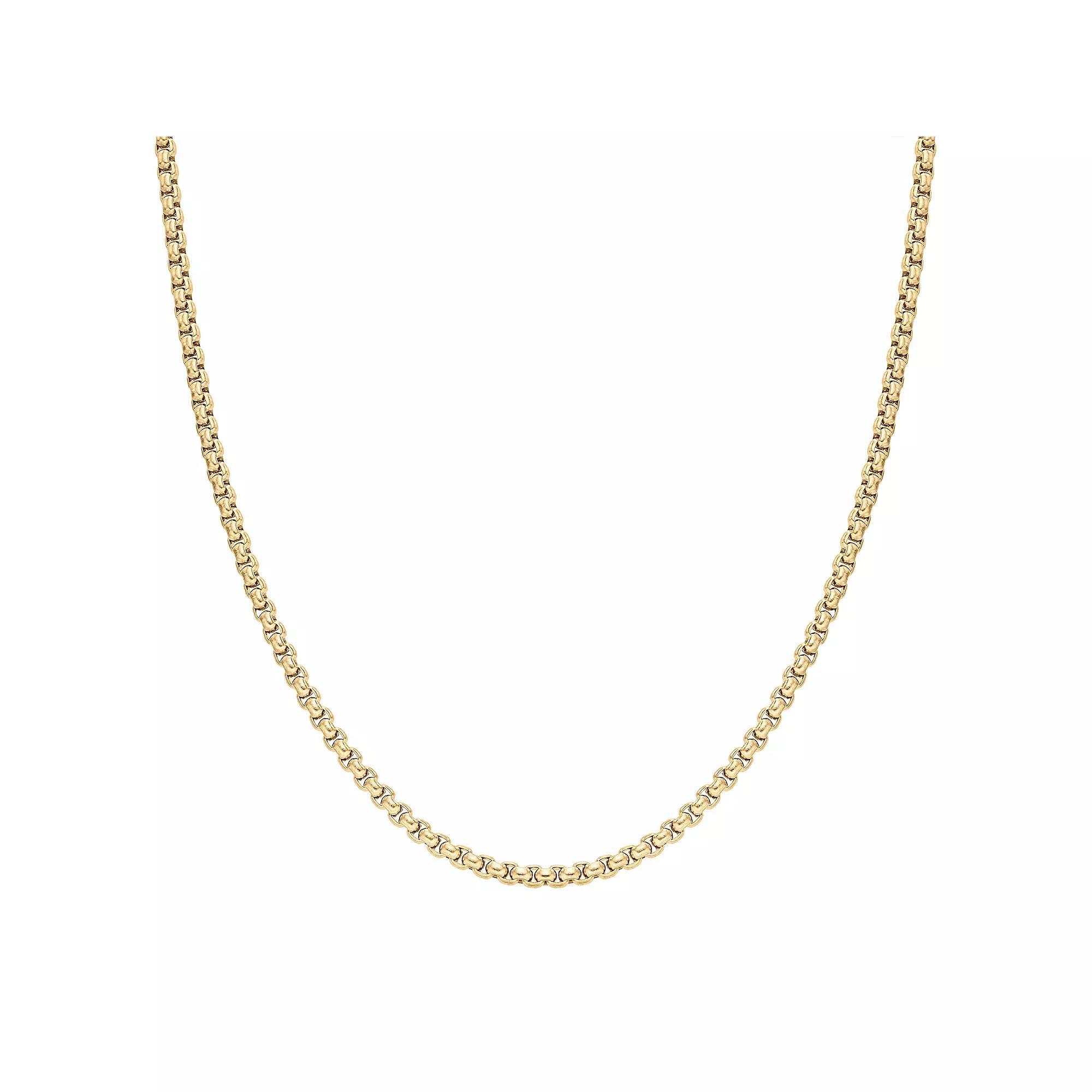 Mens LYNX Stainless Steel 3.5 mm Box Chain Necklace Gold Tone Product Image