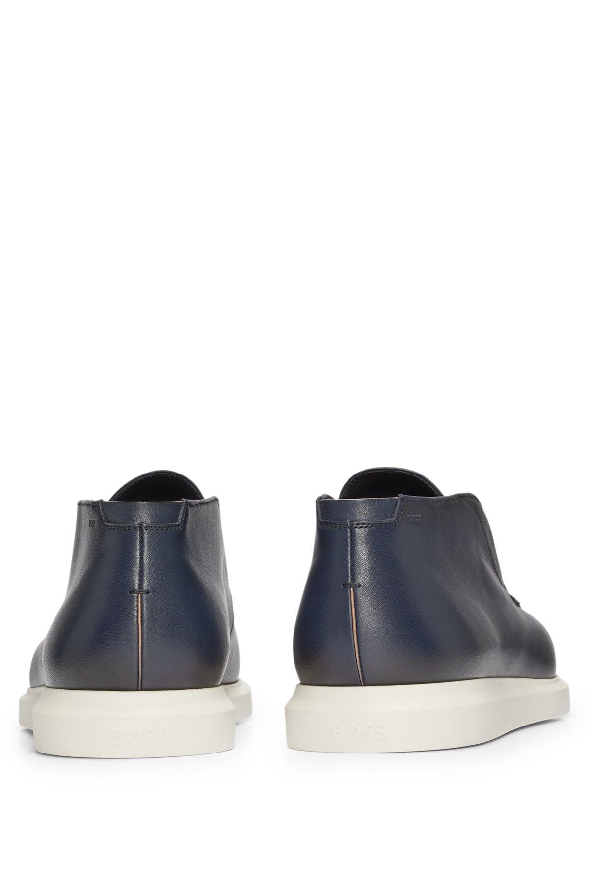 Italian-made slip-on desert boots in leather Product Image