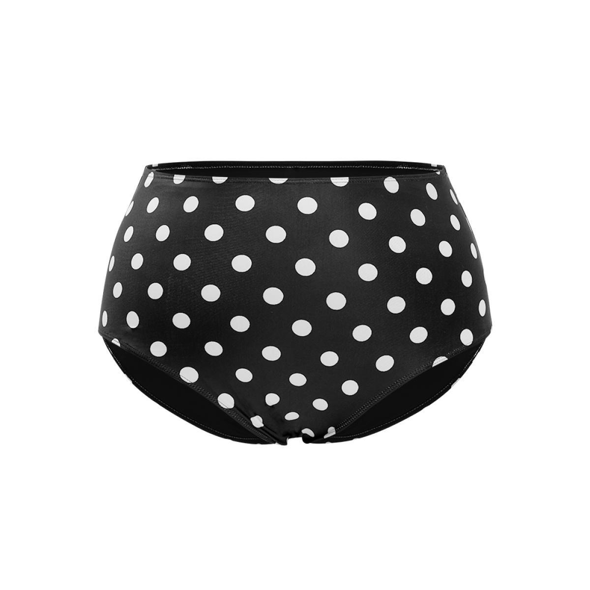Plus Size Polka Dot Twist Front Adjustable Straps Swim Dress Women's Swimwear BlackFlower Vacation Bodycon Deep V-neck High stretch Curve Swim Dresses BloomChic 10/M Product Image