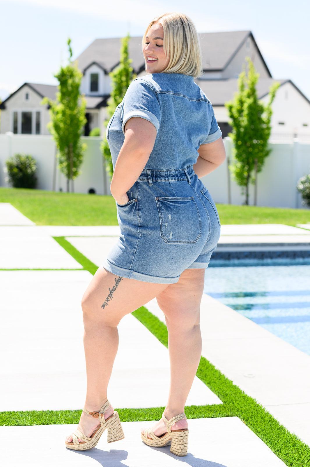 Delia High Rise Short Sleeve Romper (Online Exclusive) Product Image
