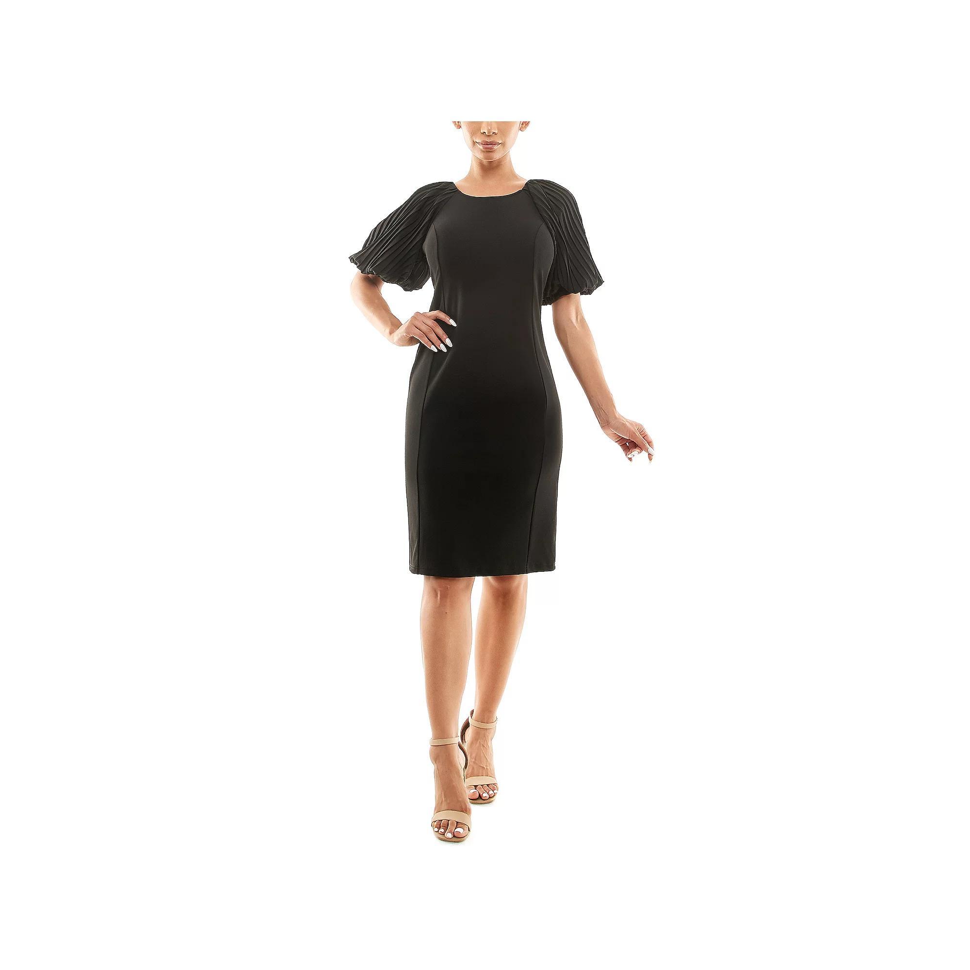 Women's Nina Leonard Pleated Puff Sleeve Dress, Size: Small, Dusty Pink Product Image