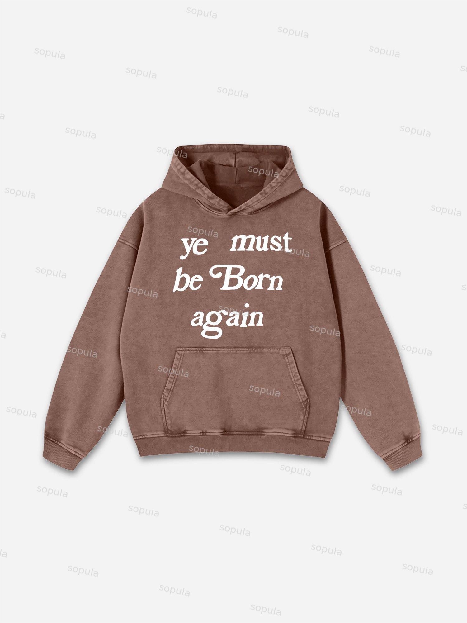 Ye Must Be Born Again Graphic Acid Washed Hoodie Product Image