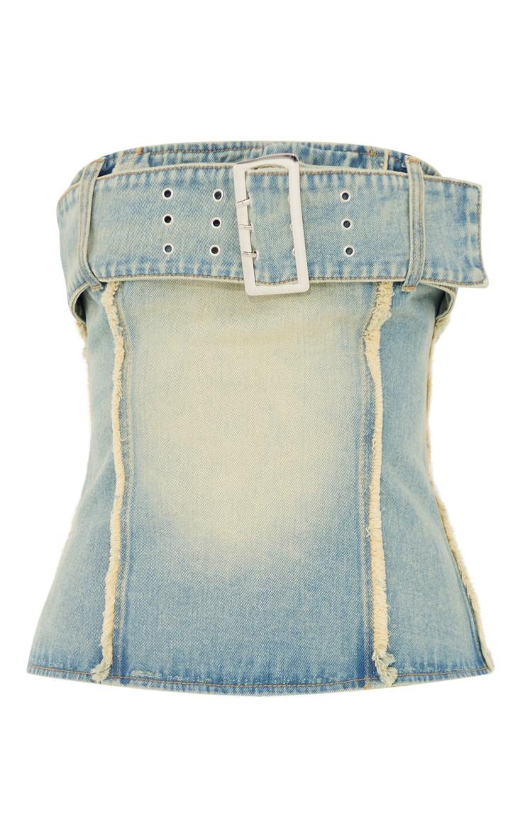 Vintage Bleach Wash Distressed Seam Bandeau Top Product Image