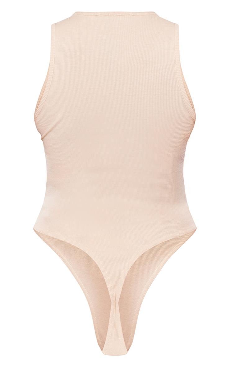 Stone Soft Ribbed Racer Bodysuit Product Image