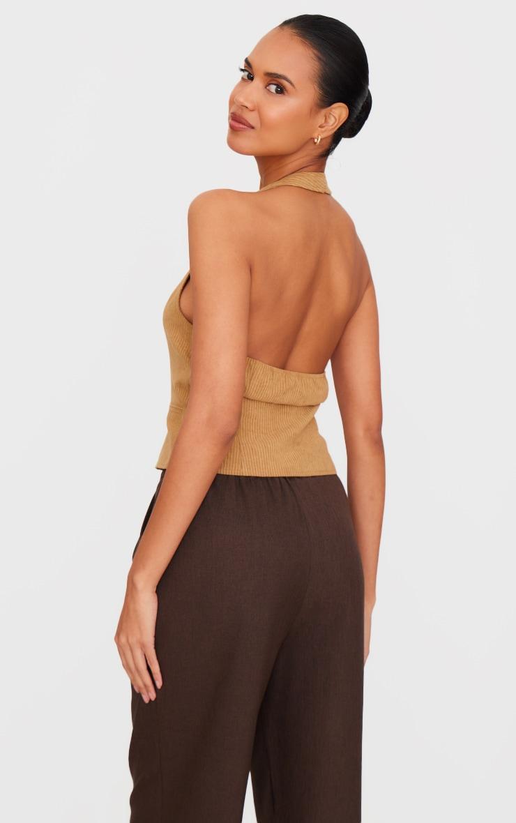 Olive Peach Skin Striped Plunge Vest Product Image