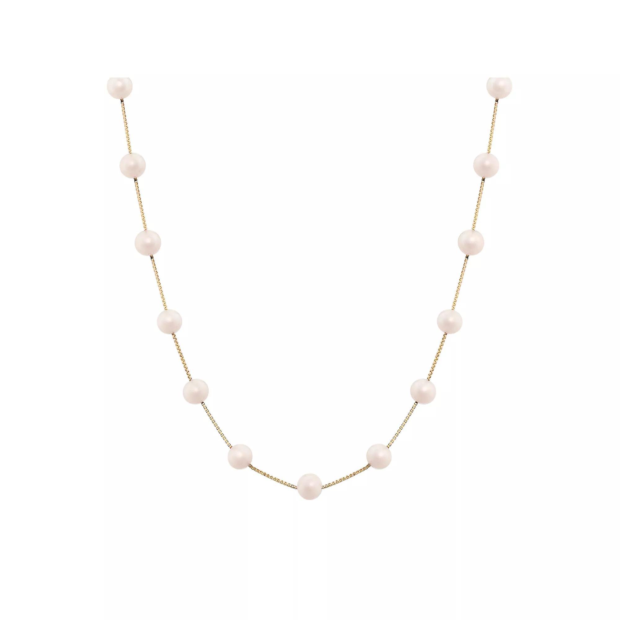 14k Gold Dyed Pink Freshwater Cultured Pearl Station Necklace, Women's, Size: 17" Product Image