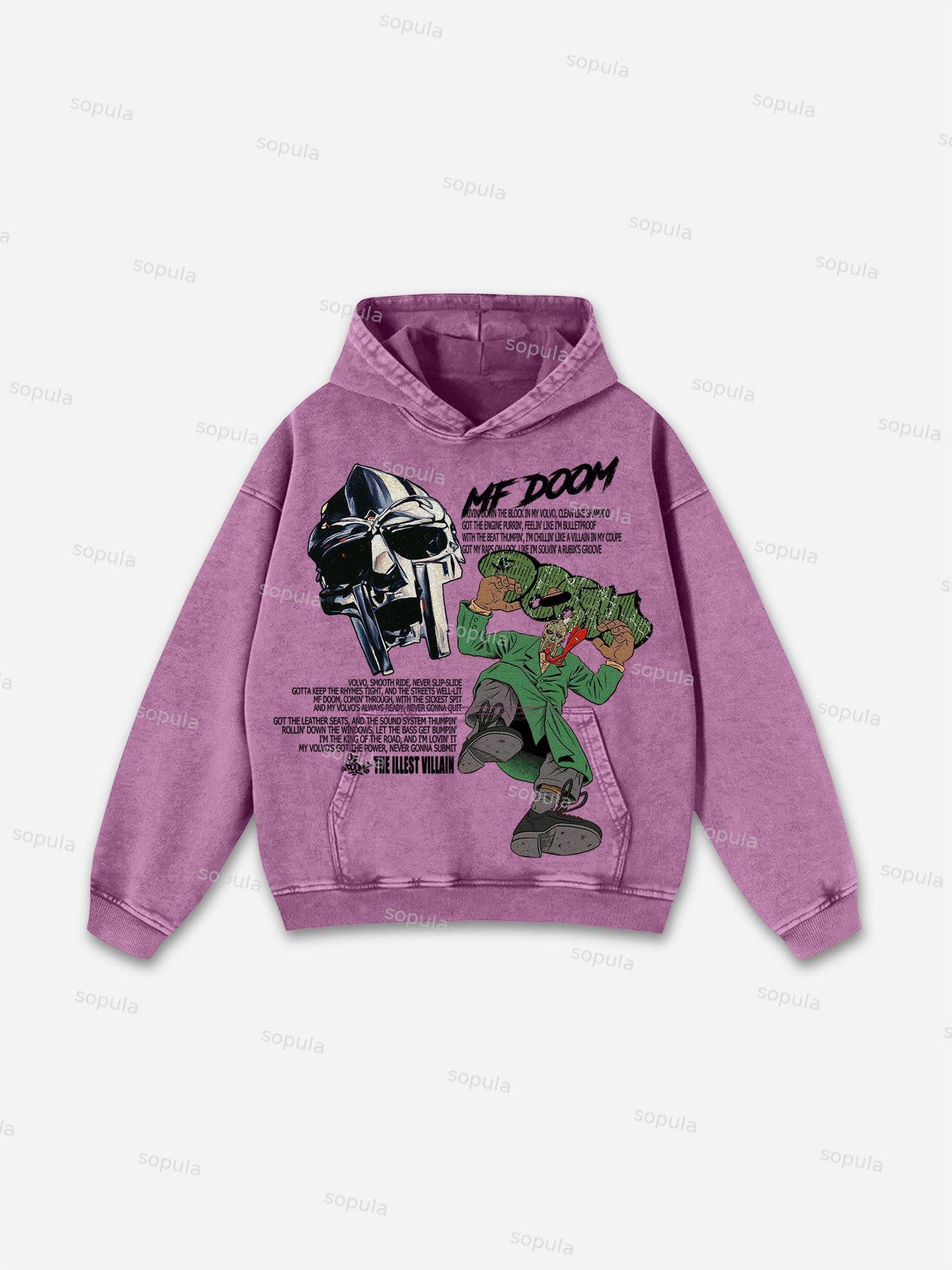 Vintage The Illest Villain Mf Doom Graphic Washed Hoodie Product Image