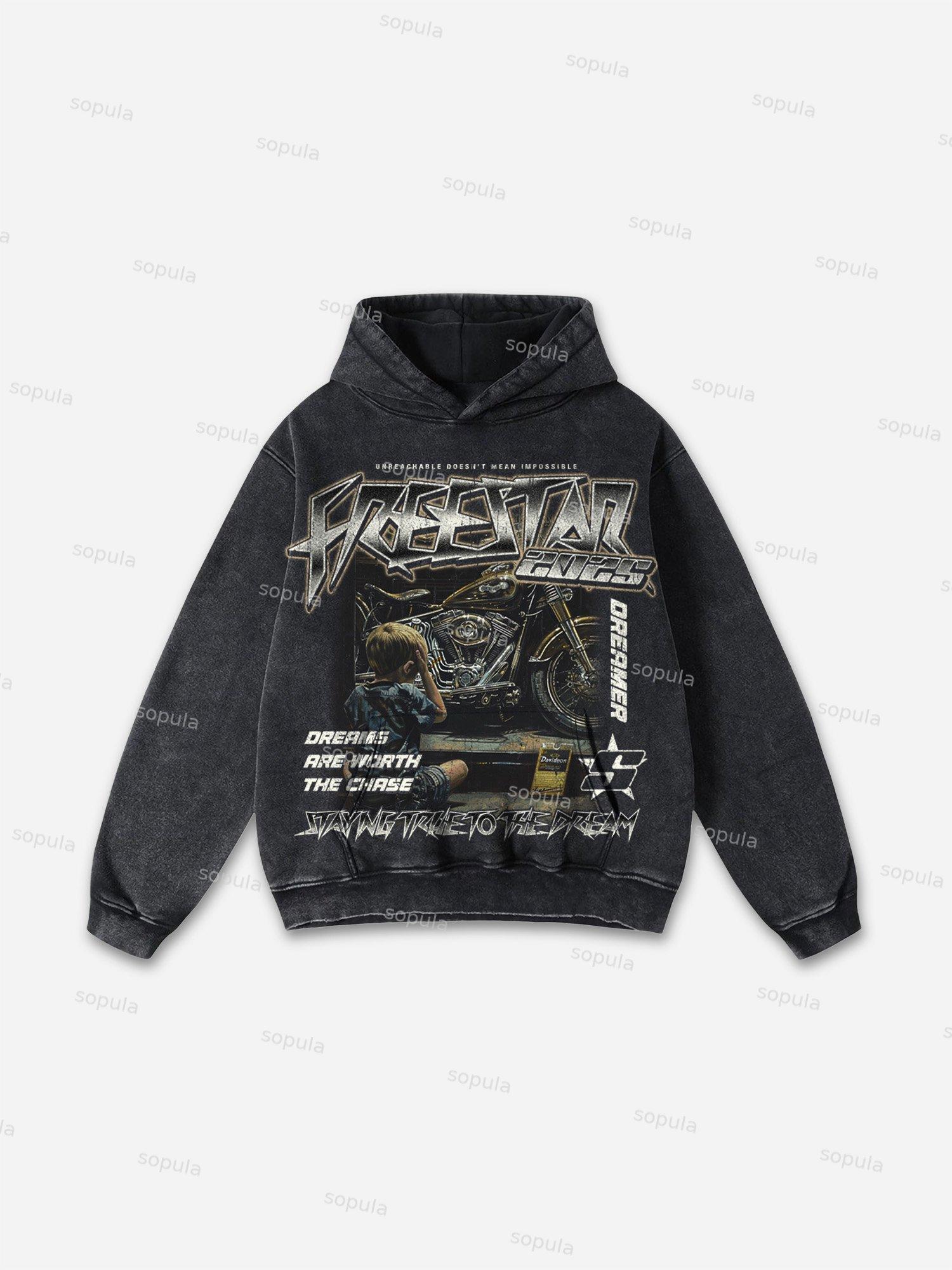 Breaking Barriers Retro Boxer Boy Graphic Washed Hoodie Product Image