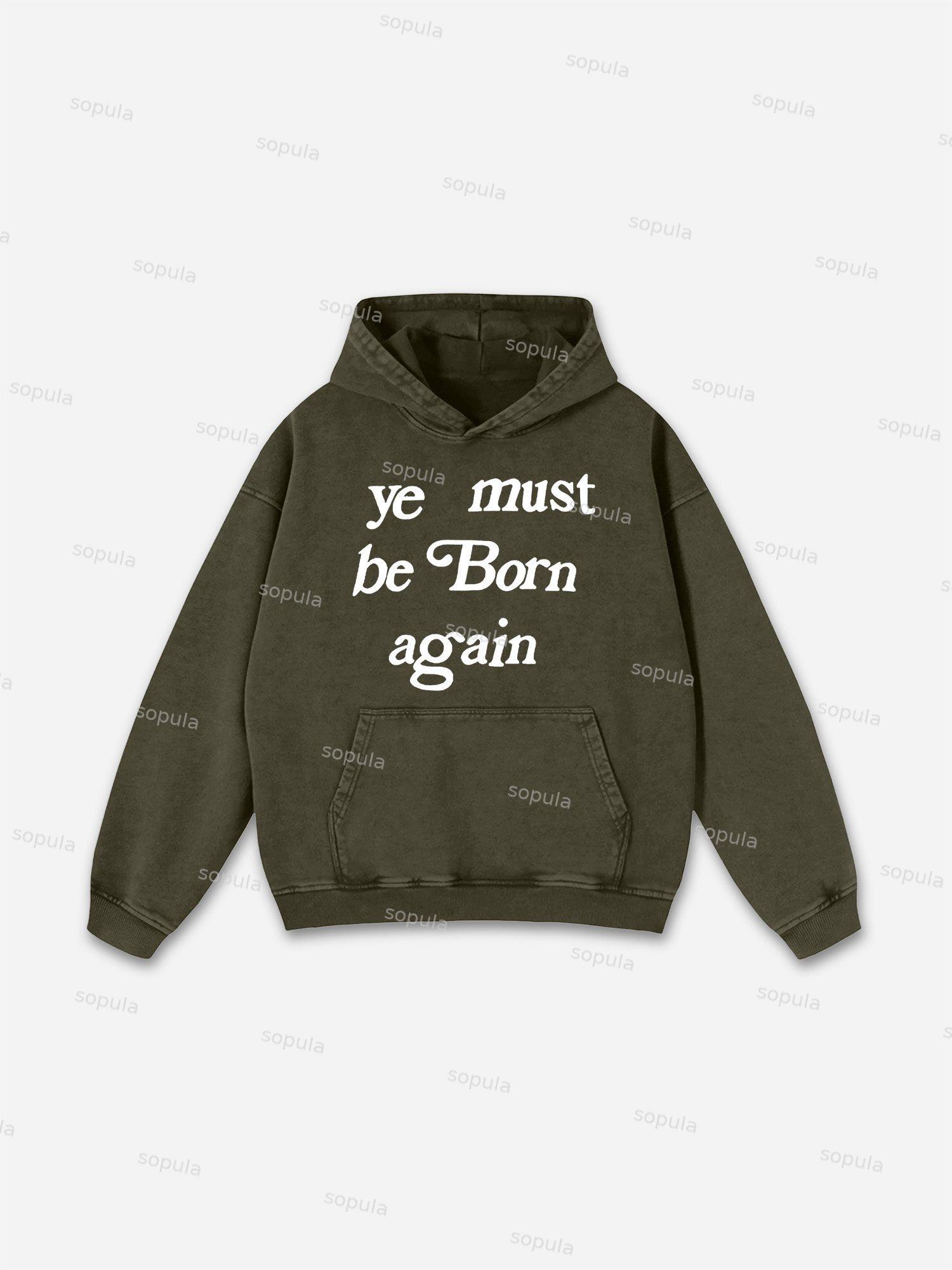 Ye Must Be Born Again Graphic Acid Washed Hoodie Product Image