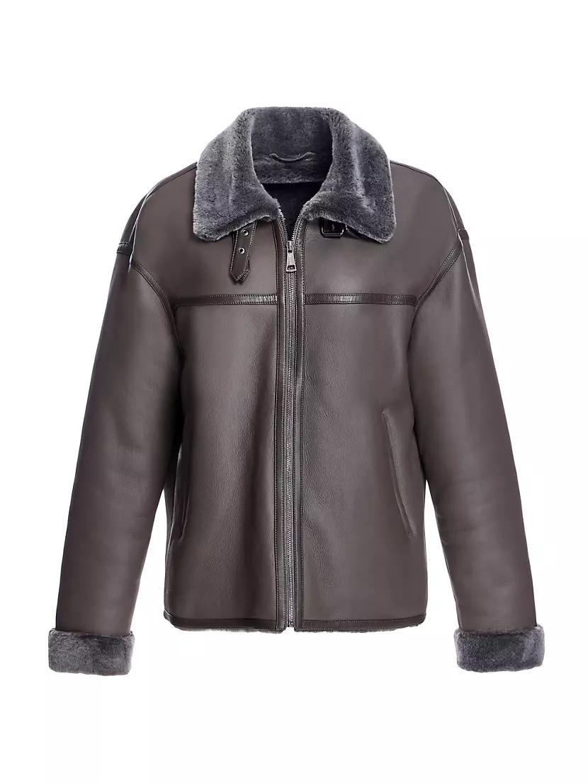 Tonal Shearling Aviator Jacket Product Image