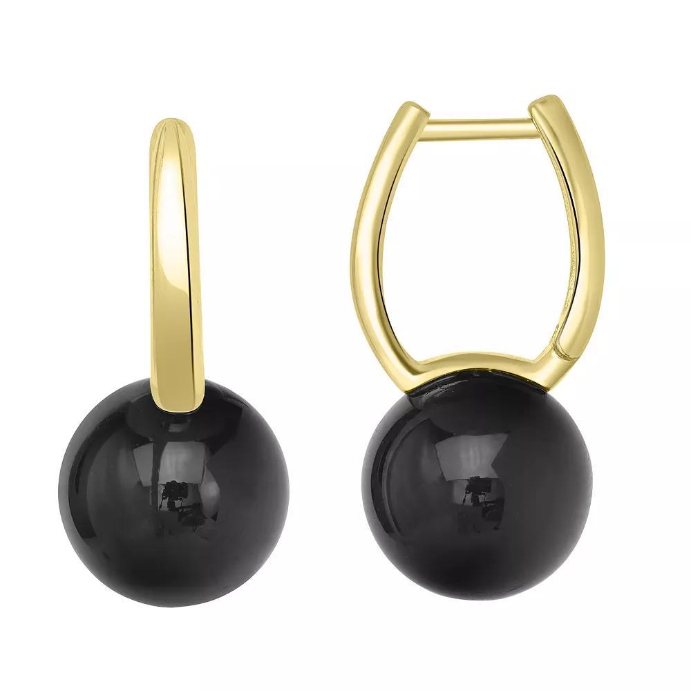 Gemistry 14k Gold Over Sterling Silver Stone Ball Huggie Earrings, Women's, White Product Image