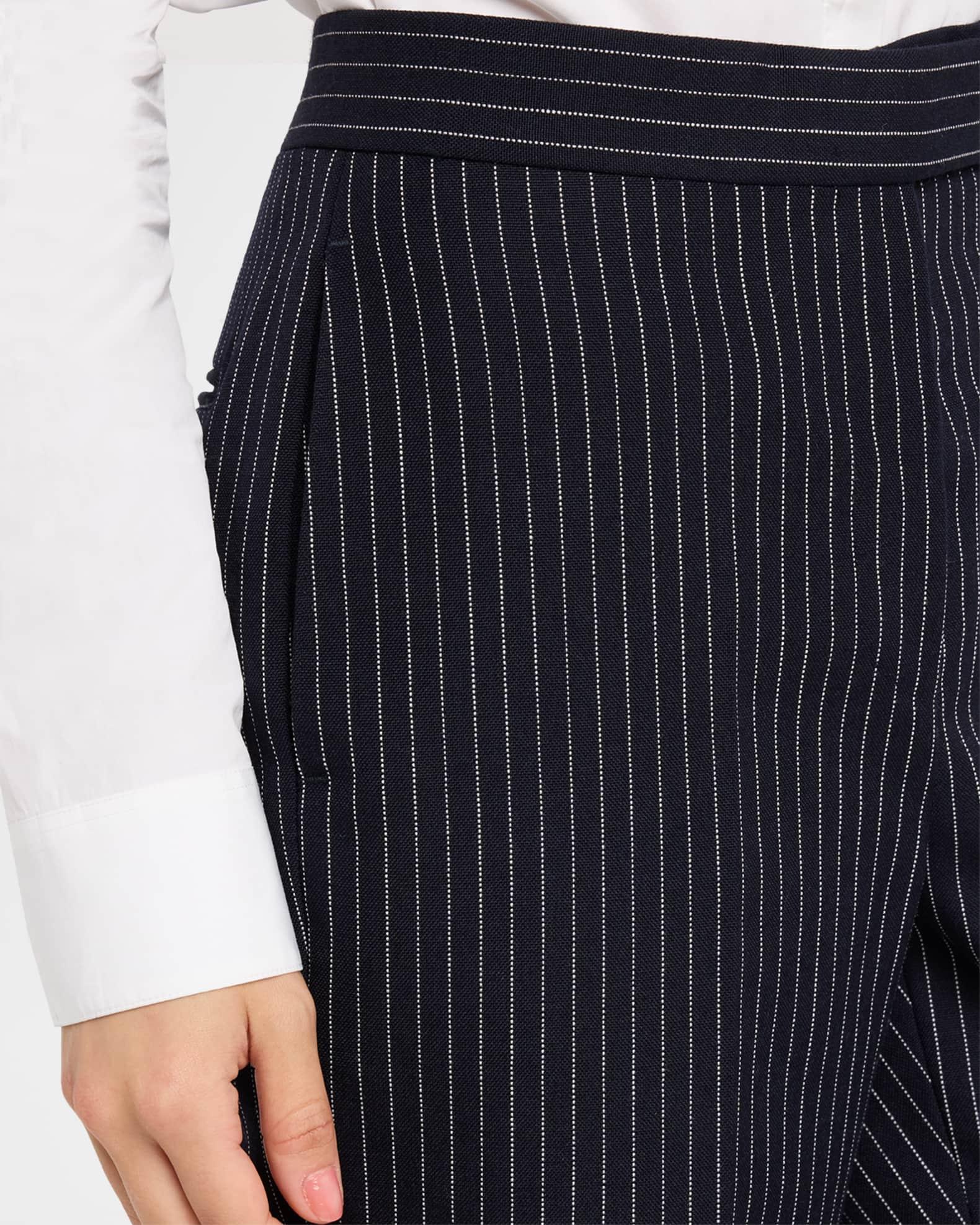 Pinstriped Backstrap Cropped Trousers Product Image