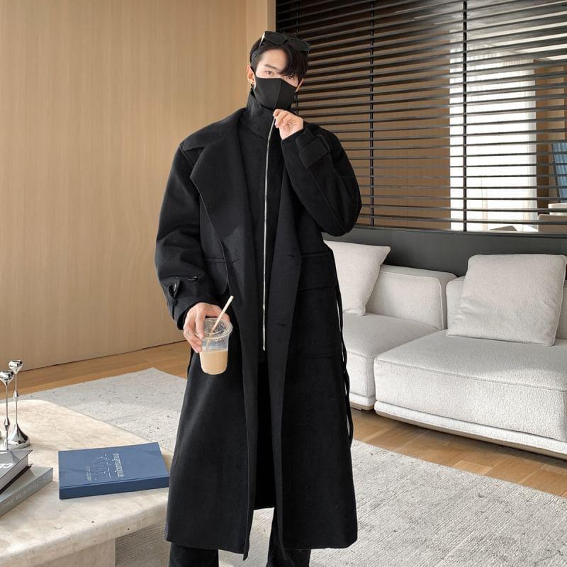 Plain Double-Breasted Coat Product Image