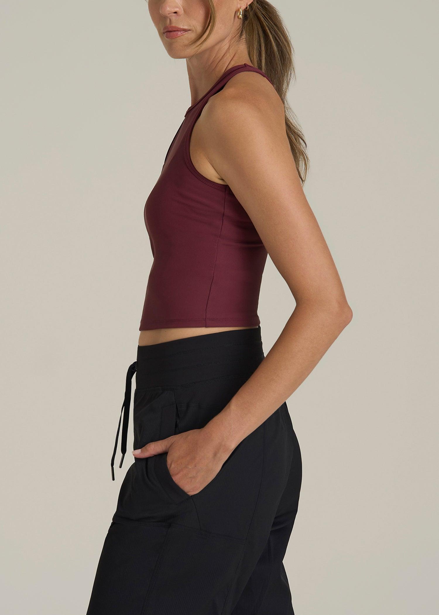 Cropped Ribbed Tank Top for Tall Women in Tawny Port Product Image