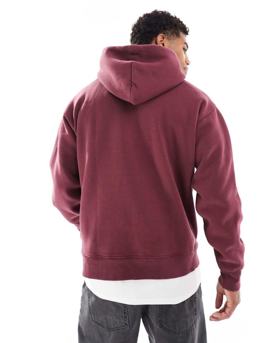 Levi's Skateboarding chenille patch logo relaxed fit hoodie in burgundy Product Image