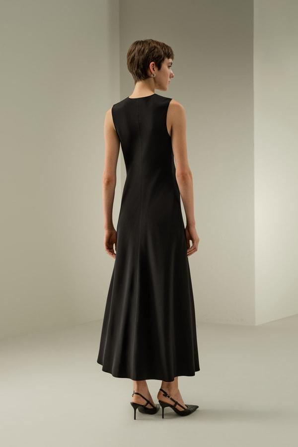 V-Neck Silk Long Dress Product Image