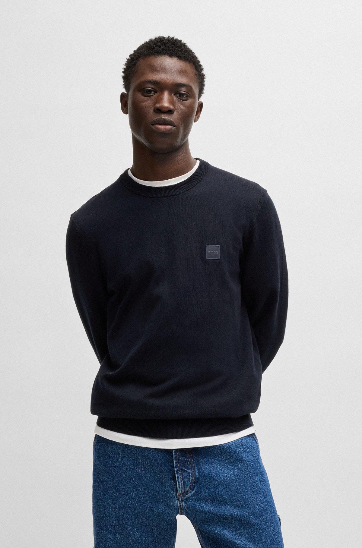 Cotton-cashmere regular-fit sweater with logo patch Product Image