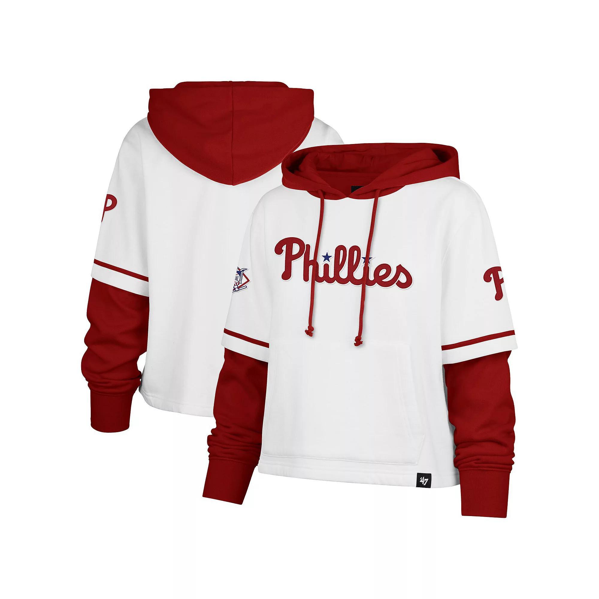 Women's '47 White San Diego Padres Trifecta Shortstop Cropped Pullover Hoodie, Size: XL Product Image
