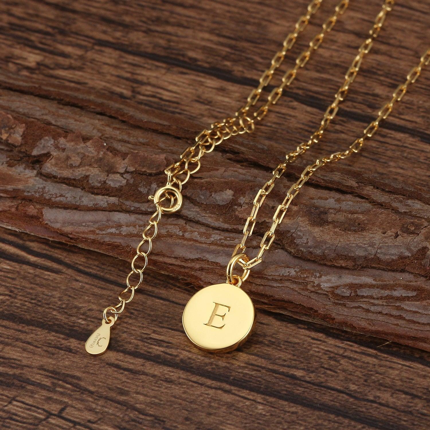 Dainty Fancy E Initial Pendant Necklace Product Image