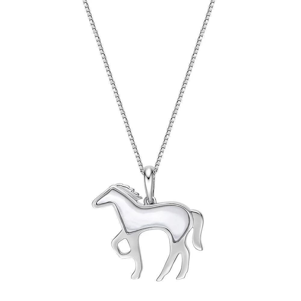Gemminded Sterling Silver Mother-of-Pearl Horse Pendant Necklace, Women's, Size: 18" Product Image