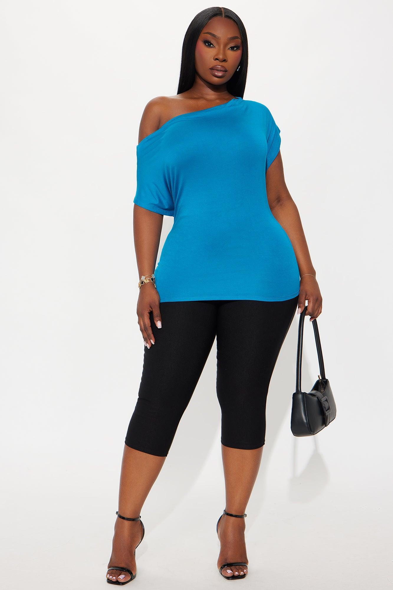 Eva Effortless One Shoulder Top - Teal Product Image