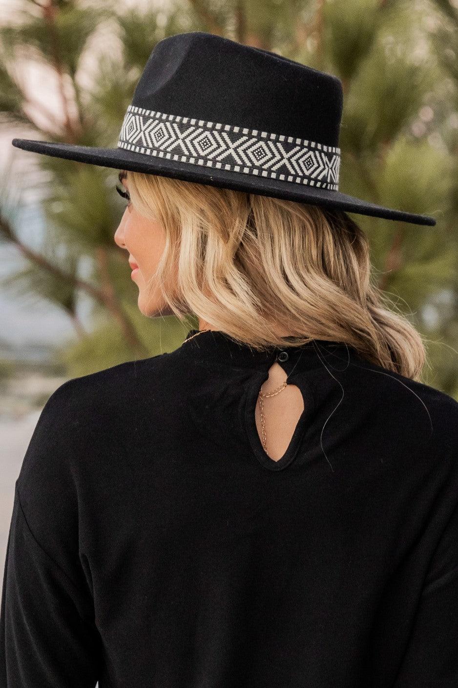 In A Pretty World Black Printed Band Fedora FINAL SALE Product Image