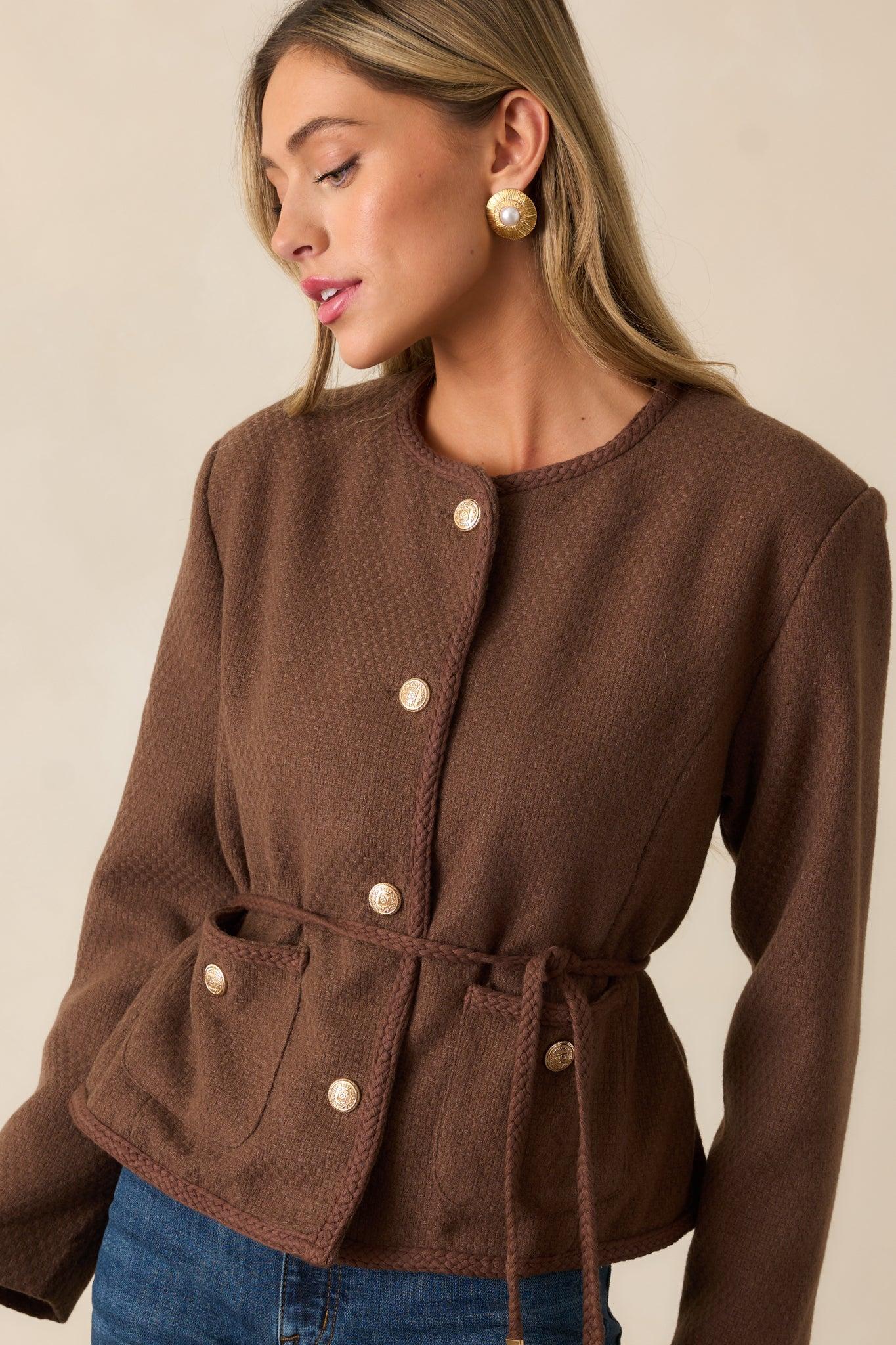 When We Meet Chocolate Brown Jacket Product Image