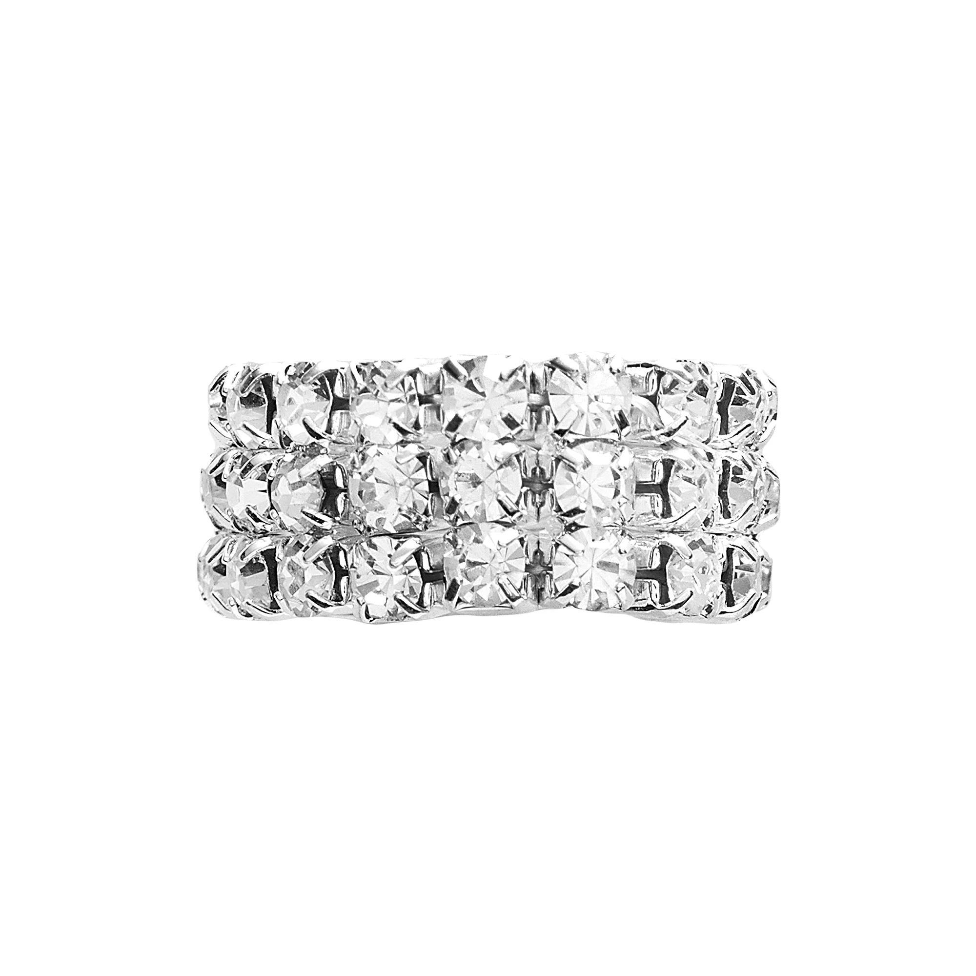Vieste Silver Tone Simulated Crystal Stretch Ring, Women's, Clear Product Image