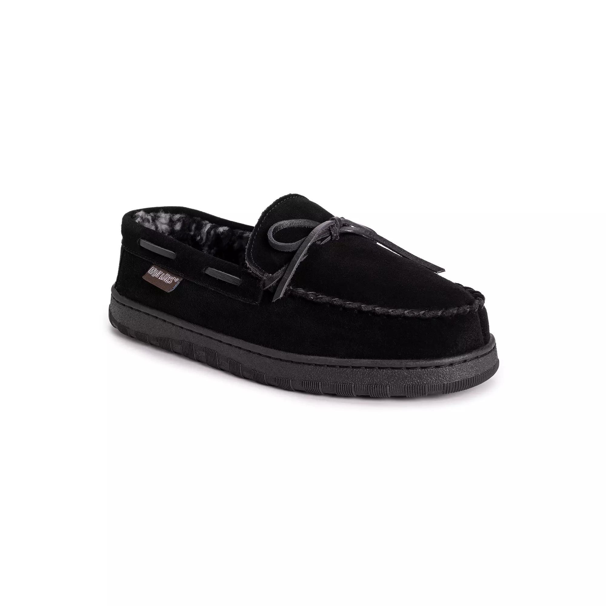MUK LUKS Paul Men's Printed Berber Suede Moccasin Slippers, Size: 11, Black Product Image