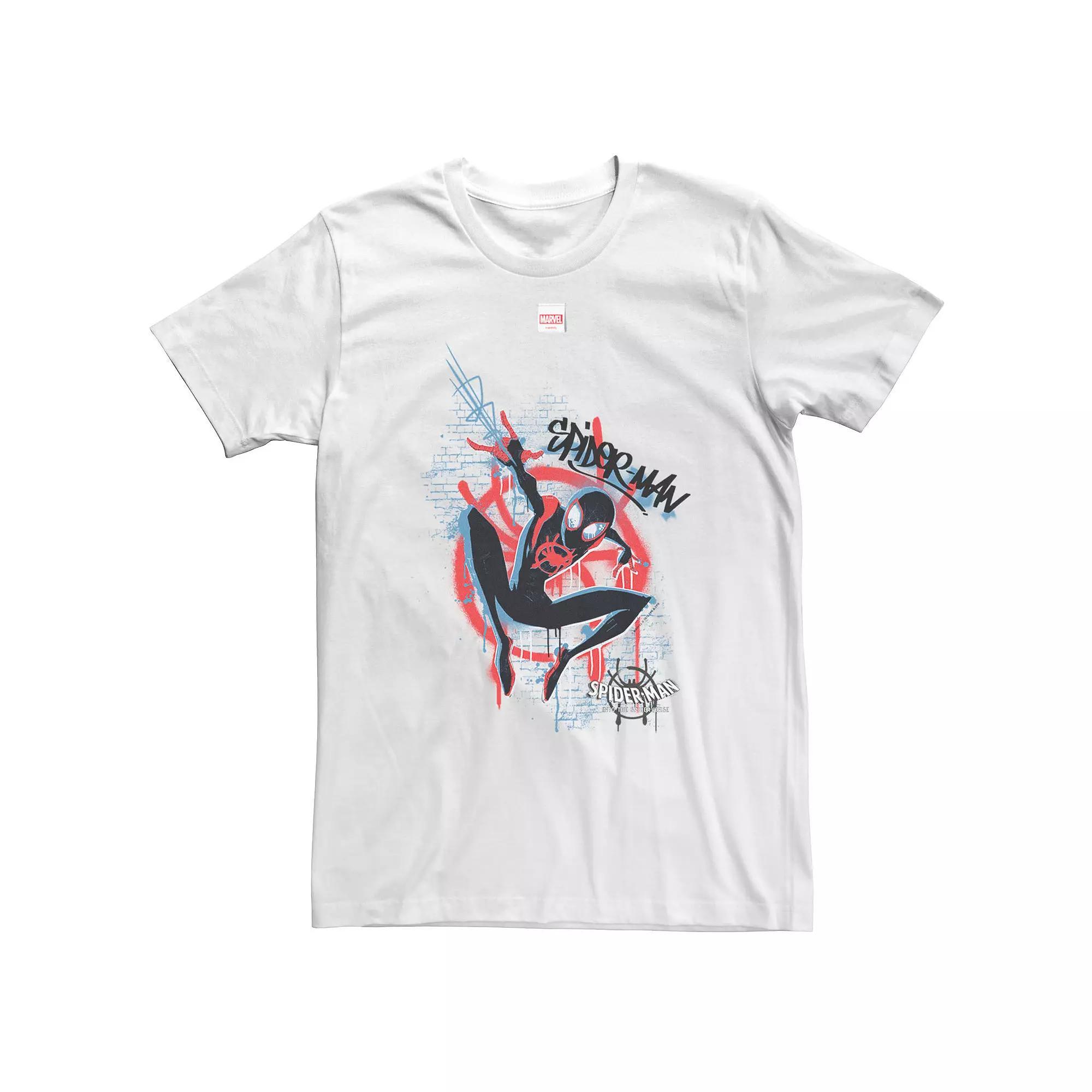 Big & Tall Marvel Spiderverse Blue Red Brick Graffiti Tee, Men's, Size: 5XL, White Product Image