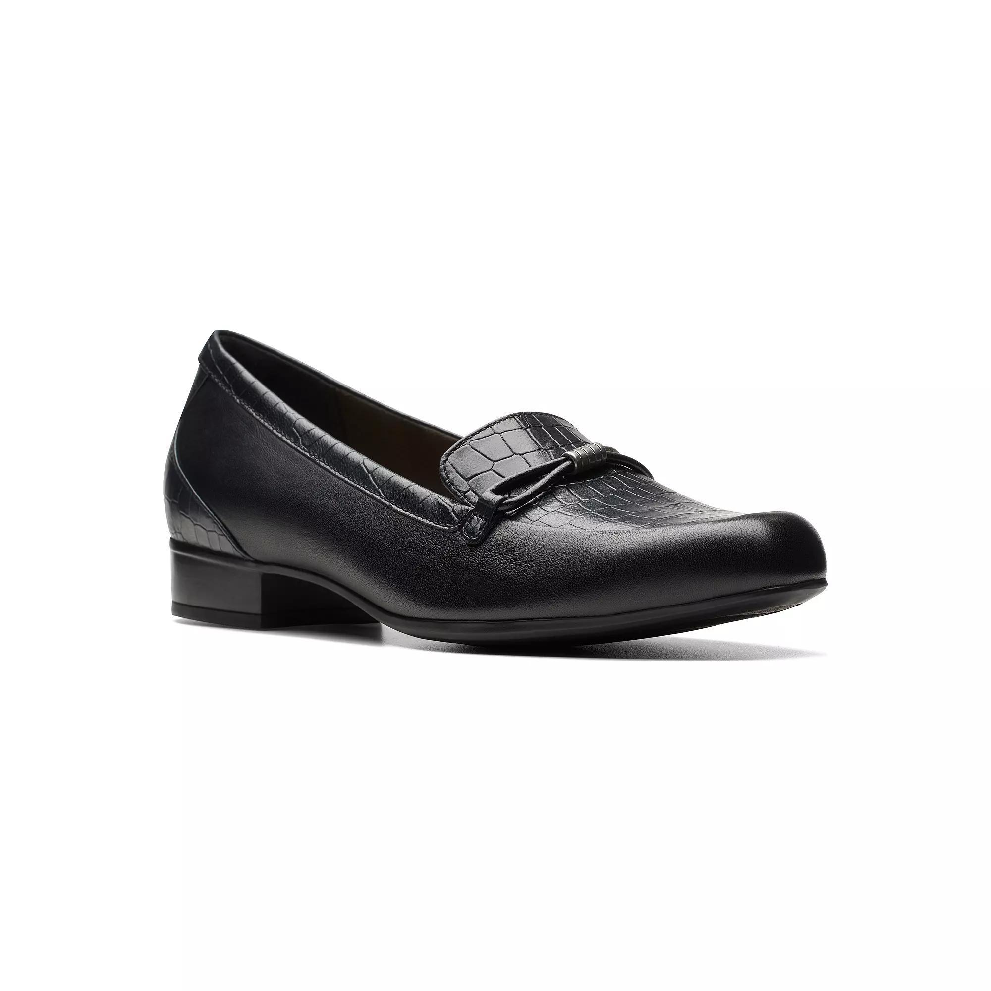 Clarks® Juliet Shine Women's Leather Slip-On Shoes, Size: 9, Black Croco Product Image