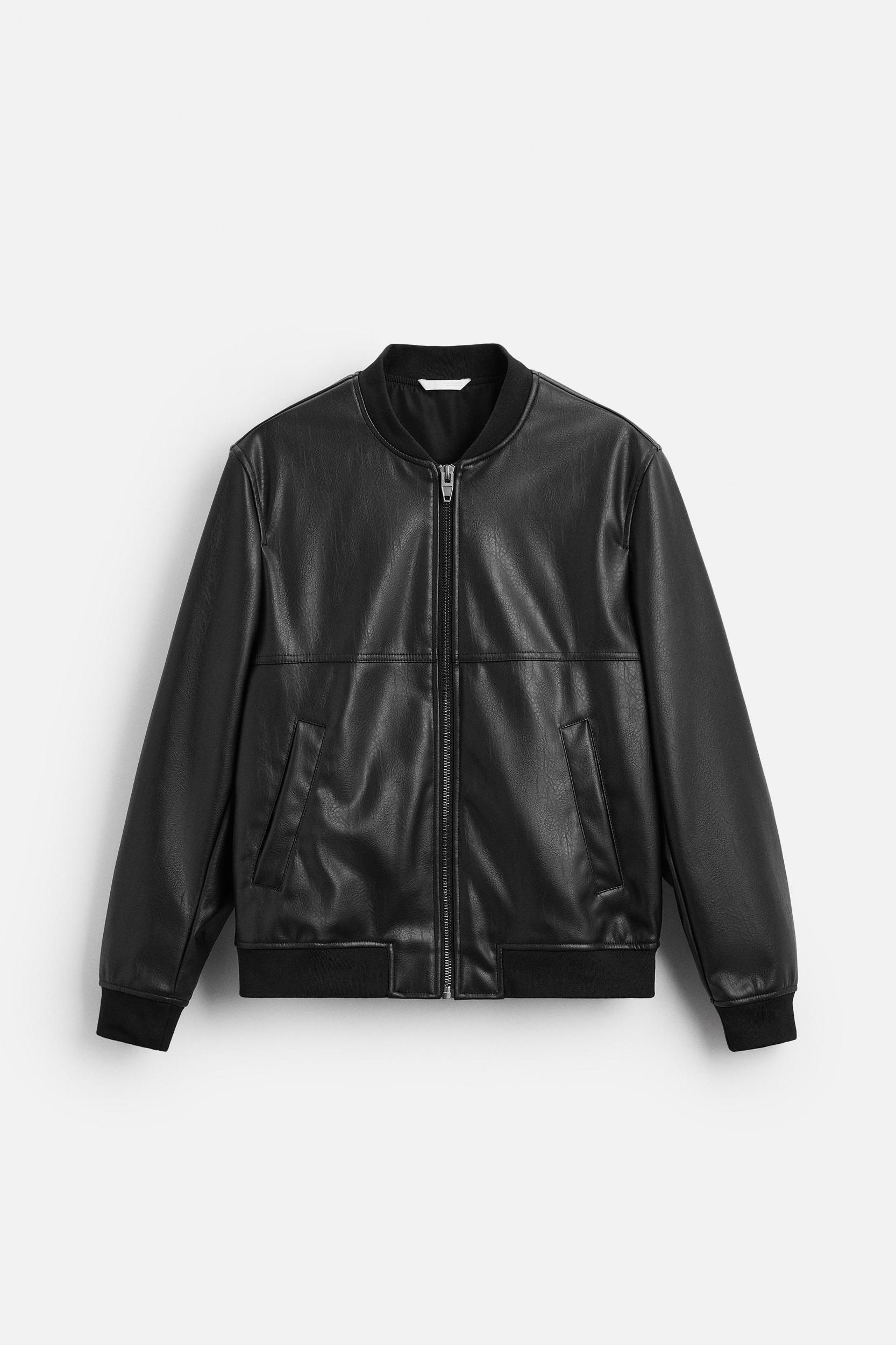 FAUX LEATHER BOMBER JACKET Product Image