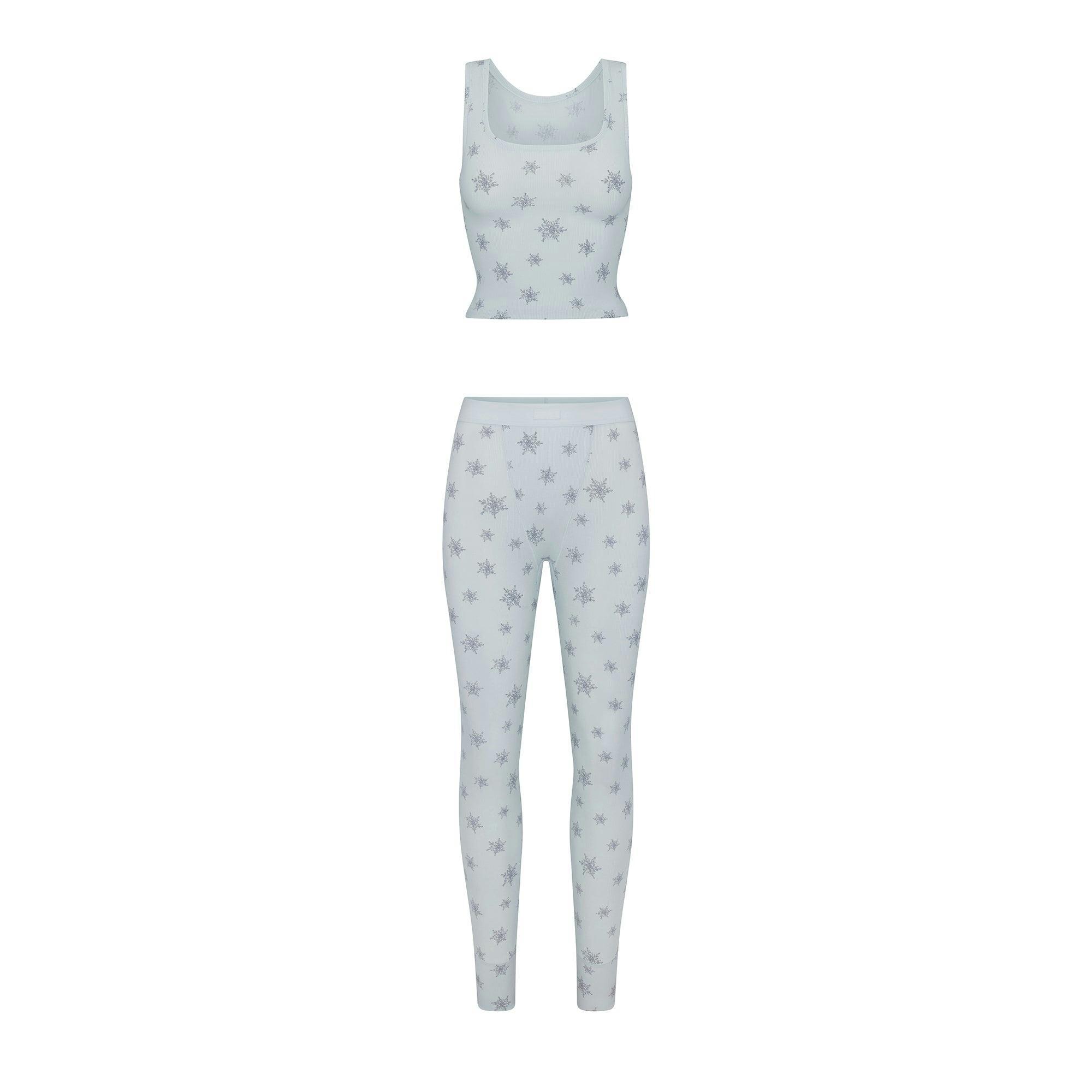 COTTON RIB TANK AND LEGGING SET | FROST SNOWFLAKE PRINT Product Image