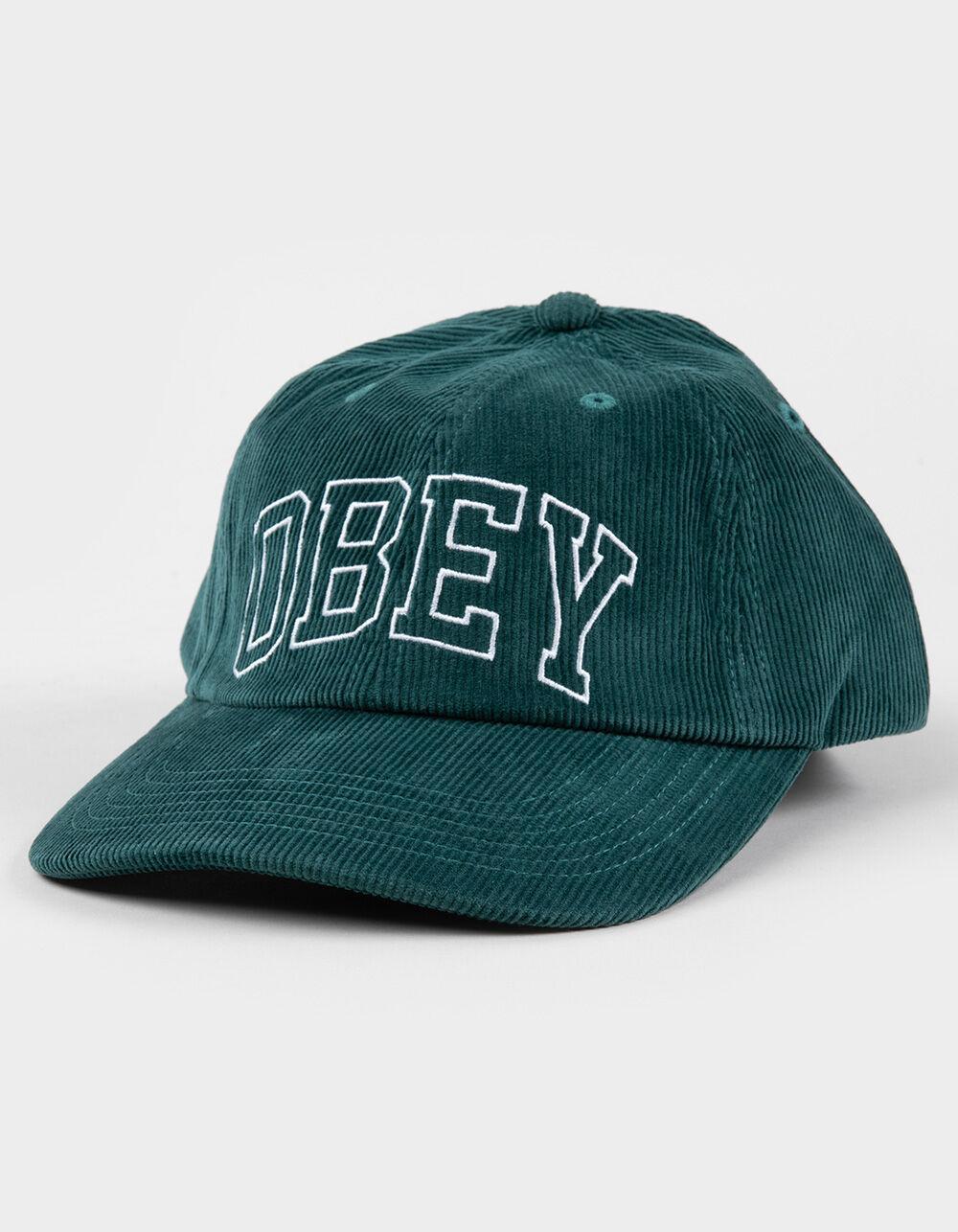 OBEY University 6 Panel Corduroy Strapback Hat - BLACK Product Image