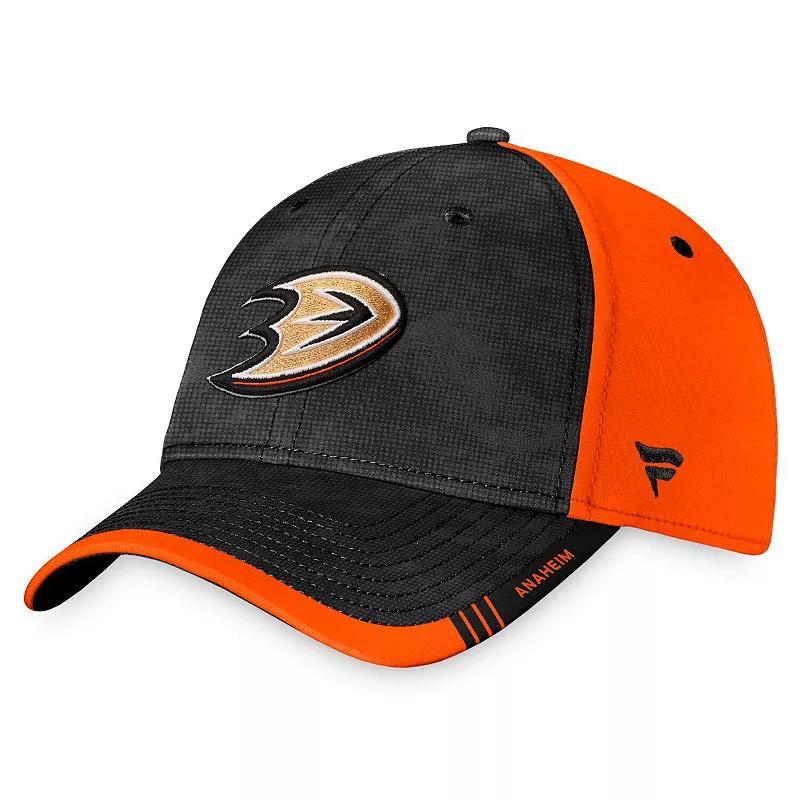 Mens Fanatics Branded Black/Orange Anaheim Ducks Authentic Pro Rink Camo Flex Hat Product Image