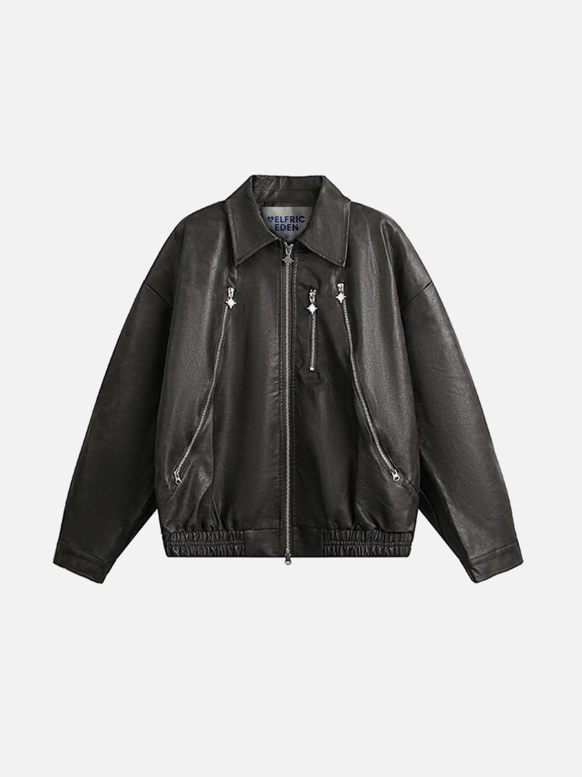 Aelfric Eden Multi Zip Up Faux Leather Jacket Product Image