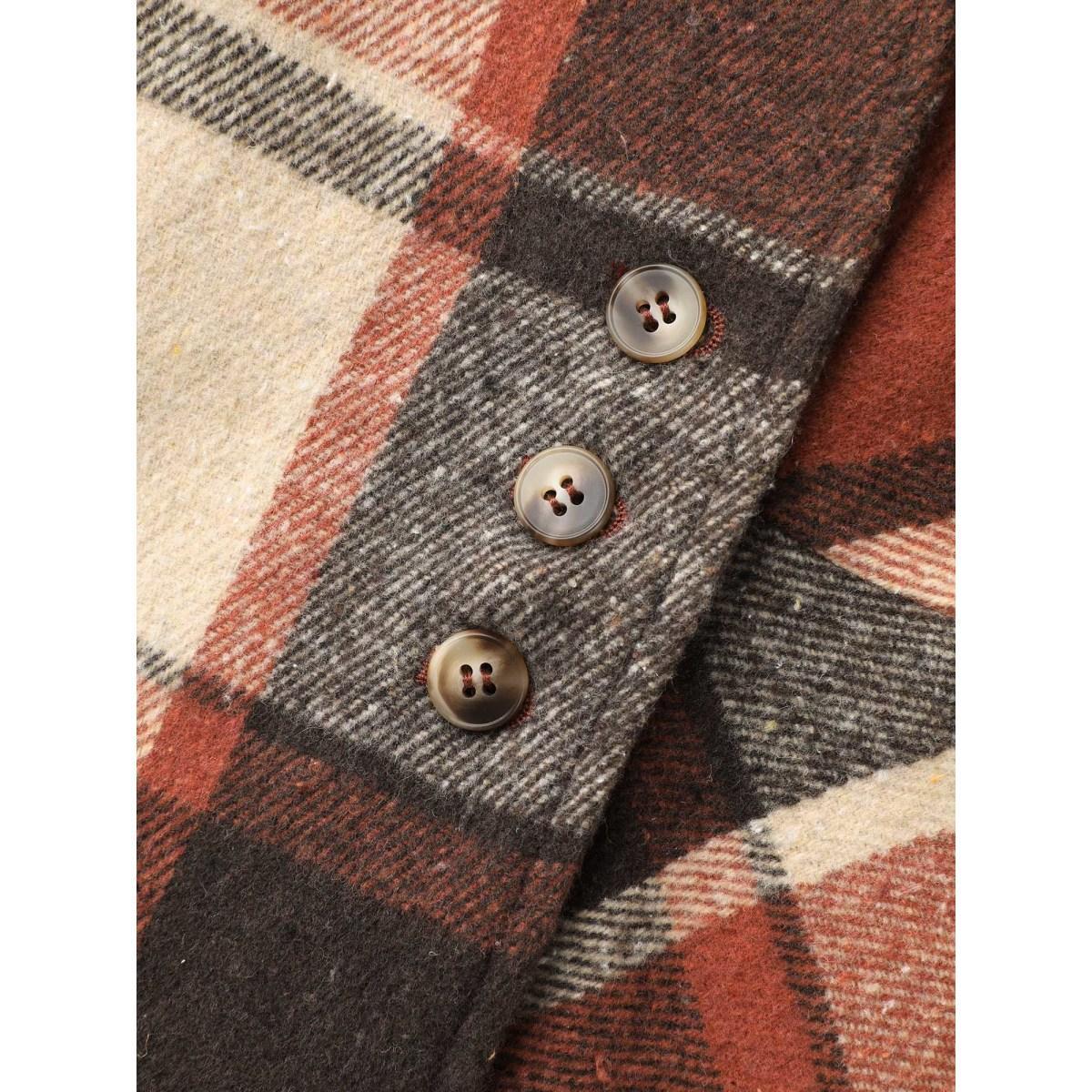 Plus Size Plaid Lapel Collar Waist Button Coat Women Yellowishbrown Elegant Button Ladies Everyday Winter Coats BloomChic 12/L Product Image