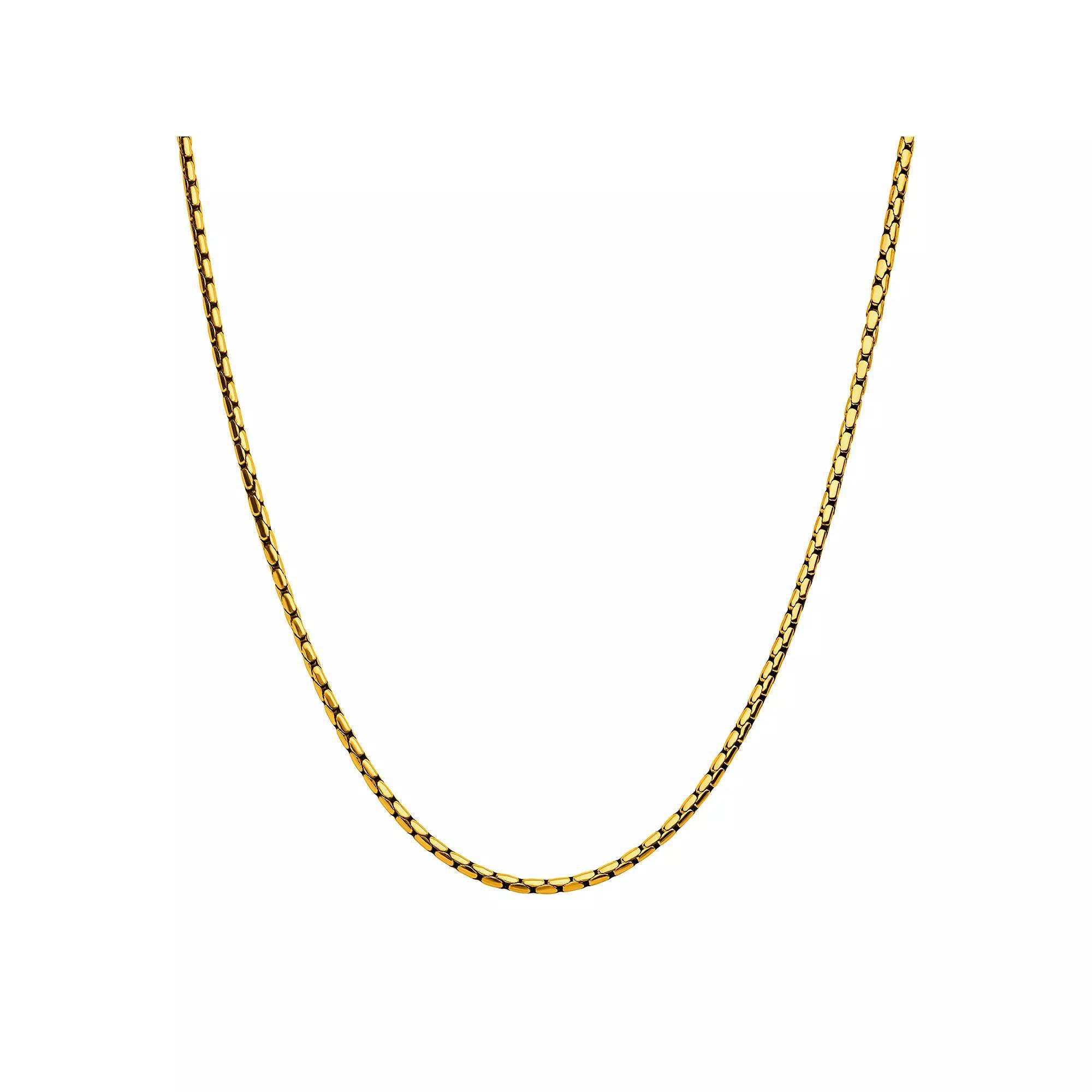 18k Gold Over Stainless Steel 3 mm Boston Link Chain Necklace, Men's, Size: 24", Gold Tone Product Image
