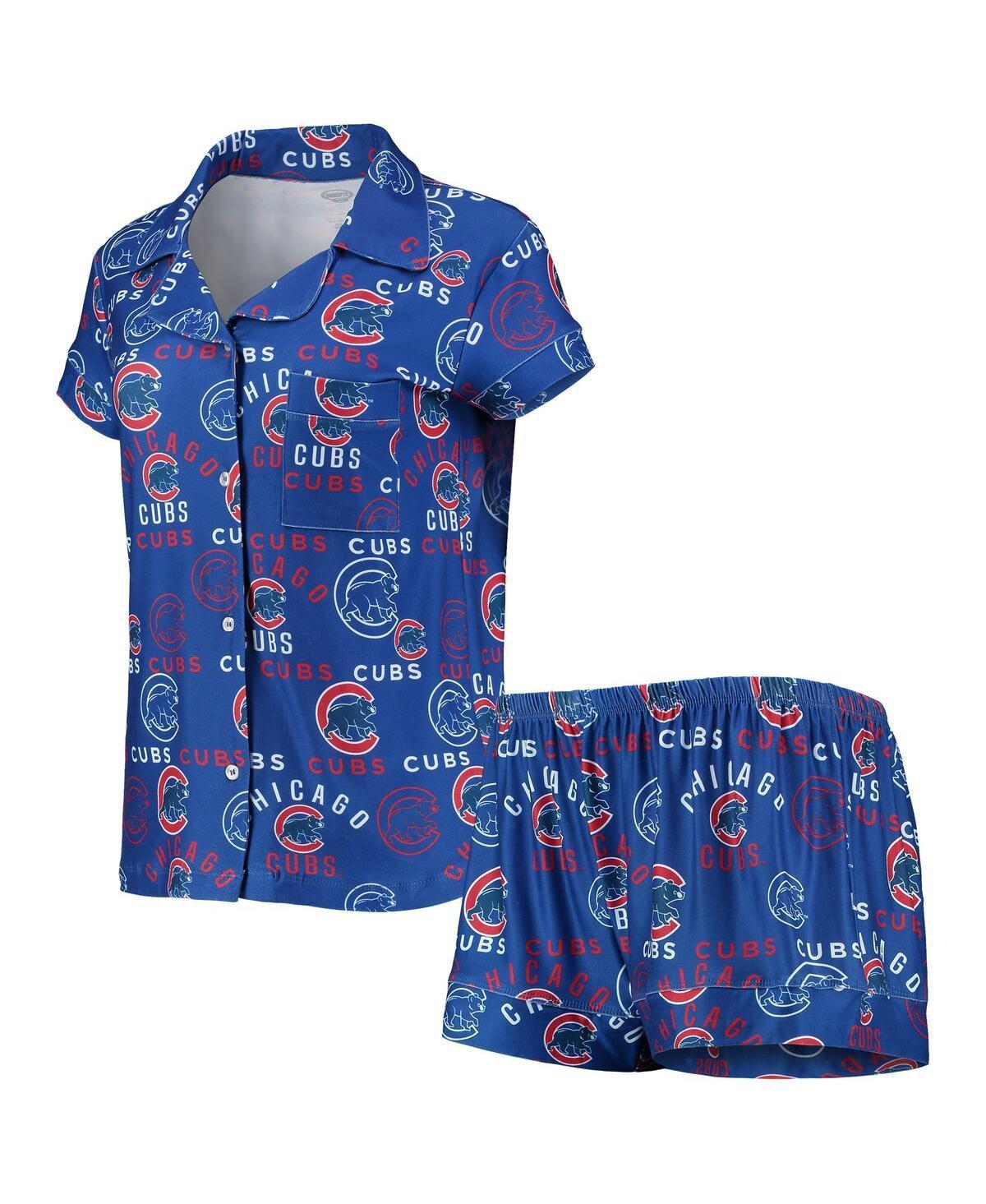 Women's Concepts Sport Royal Chicago Cubs Flagship Allover Print Top & Shorts Sleep Set, Size: Large, Blue Product Image