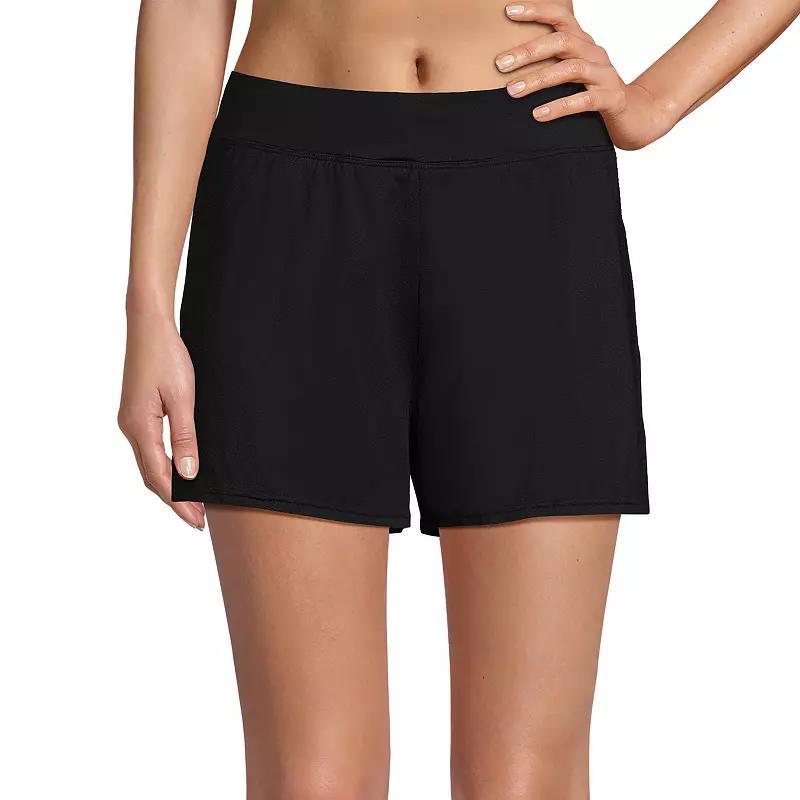 Petite Lands' End Chlorine Resistant 3" Swim Short with Smoothing Control, Women's, Size: 14 Petite, Deep  Blue Product Image