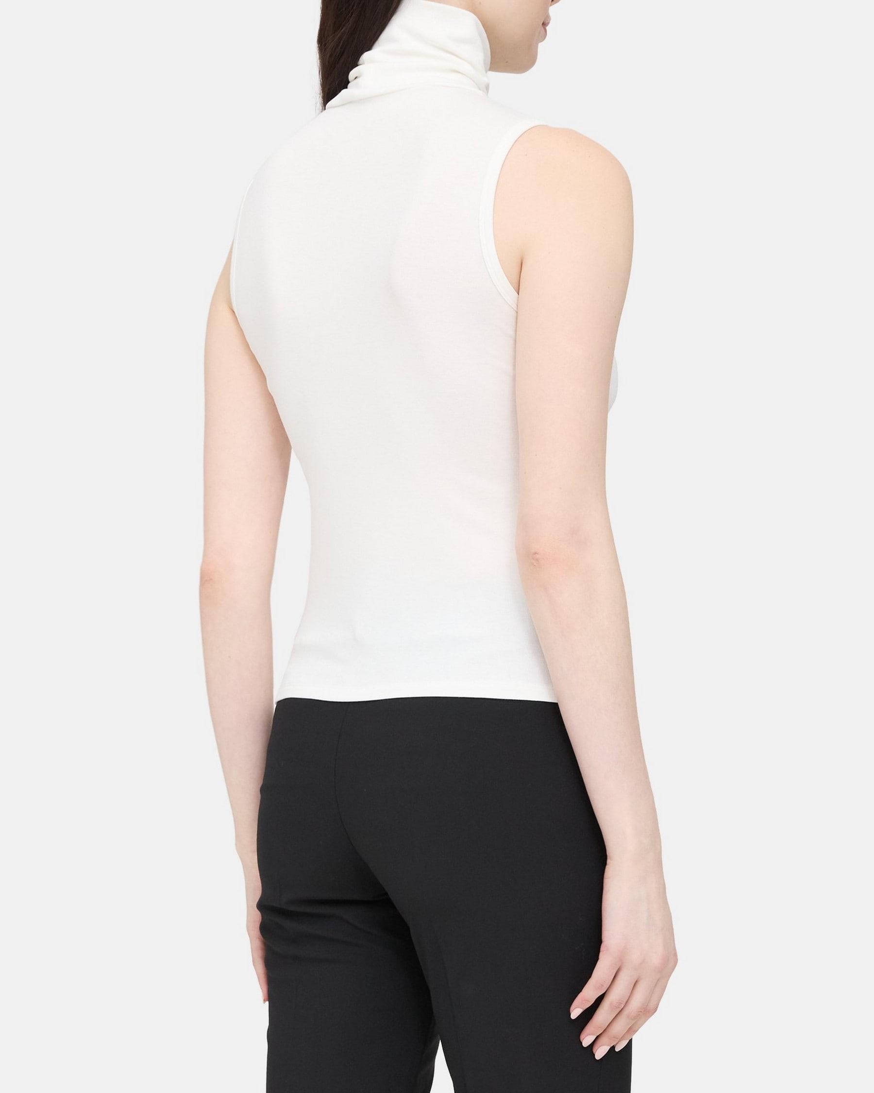 Sleeveless Turtleneck Top in Rib Knit Viscose Product Image