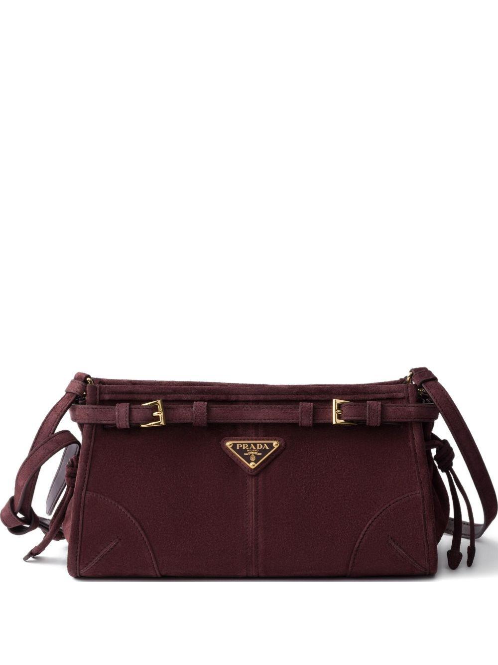 suede buckle-detail shoulder bag Product Image