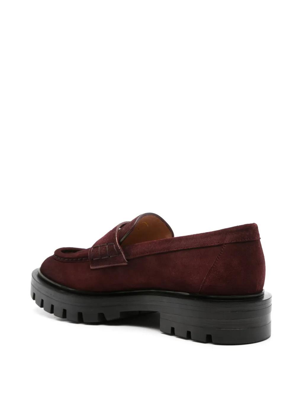 SANTONI Suede Loafers In Red Product Image