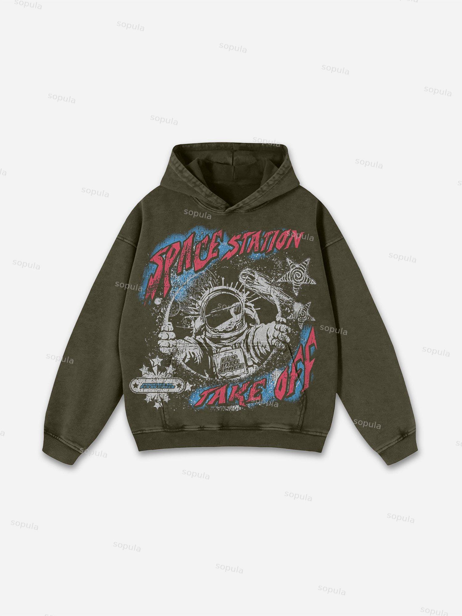 Play Dead Street Graphic Acid Wash Hoodie Product Image